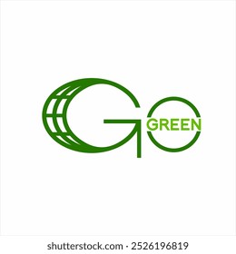 Go Green letter logo design. Isolated on white background. Go Green logo design with globe symbol and arrow sign recycling concept on letter G.