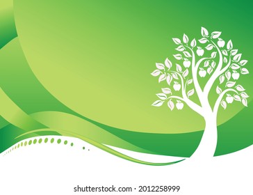 go green life template and poster with a tree and abstract background. Eco friendly of nature and clean energy illustration