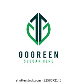 Logotipo de Go Green con el concepto de flecha