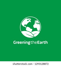 go green logo design, with Leaf and earth icon on circle 