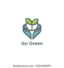 Logotipo verde con estilo de arte de línea simple moderno