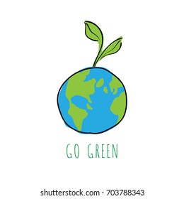 Go green logo. Representing saving earth, saving environment, global warming, eco conservation.