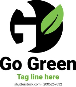 Go Green Logo Vector. vegan logo, vegetarian, healthy food, label. 