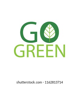Go Green logotype with leaf icon. Vector illustration.