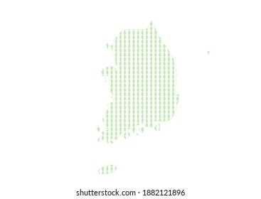 "Go green" map for South Korea. 
South Korea map filled with green leaves. Vector appropriate for encouraging environmental protection.  Environment protection symbol.