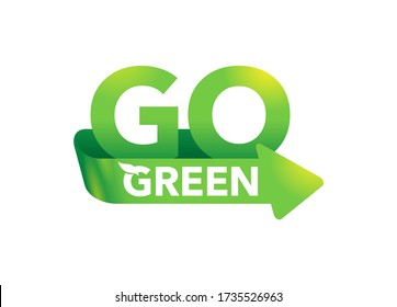 Green-Message-Emblem für umweltfreundliche Umweltschutzorganisation - isoliertes Vektor-Logo, Öko-Symbol, Aufkleber mit Rechtspfeil
