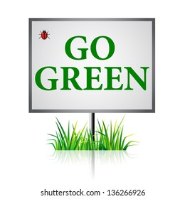 go green message on a panel