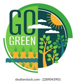 Go green motivation - eco-friendly decorated slogan in creative abstract geometric decoration