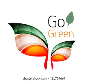 Vaya al concepto de naturaleza verde. Leña del logotipo del vector