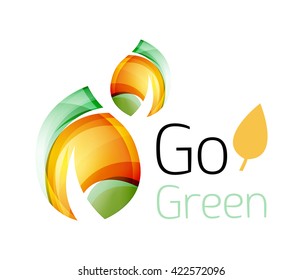 Gehen Sie zum Konzept der grünen Natur. Vectorlogo-Blatt