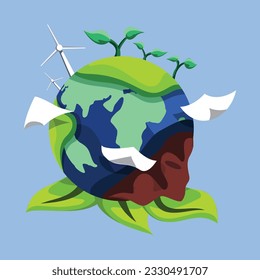 Go green Go paperless vector art illustration