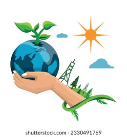 Go green Go paperless vector art illustration