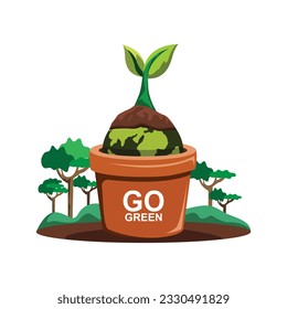 Go green Go paperless vector art illustration