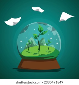 Go green Go paperless vector art illustration