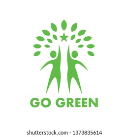 go green, people and tree logo template
