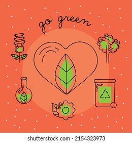 go green postcard with heart
