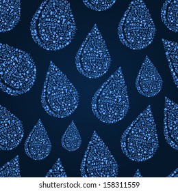 Go Green Pure Water Drop Seamless Pattern. Pollution and Eco Concept