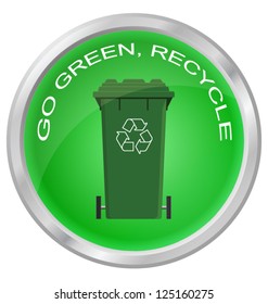 Go green and recycle button isolated on white background