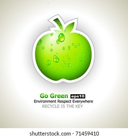 Go Green and Recycle Everything Slogan with green liquid apple for Eco Flyers