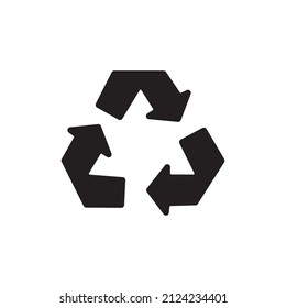 Go green recycle icon. Go green triangle arrow icon in black flat glyph, filled style isolated on white background