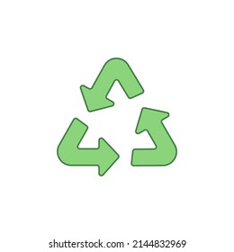 Go green recycle icon. Go green triangle arrow icon in color icon, isolated on white background 
