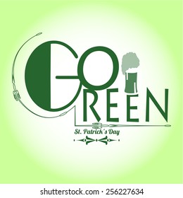 go green in saint patricks day over green degrade  background