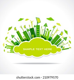 go green or save earth with cloud shape sticker to write your text  concept vector 