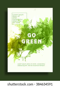 Go Green, Save Nature Flyer, Banner Or Pamphlet With Splash.