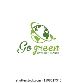 Go green, save our planet, in an isolated white background