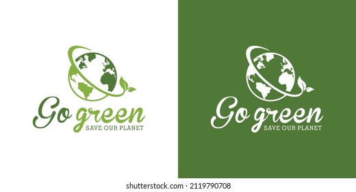 Go green save our planet in an white and green background. Illustration Vector