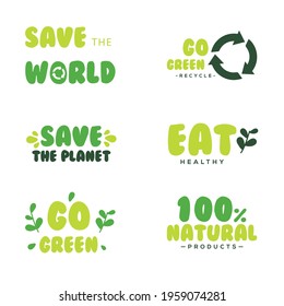 Go Green and Save the Planet Badge Collection perfect to make poster