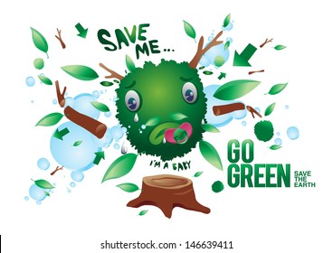 go green save the tree poster