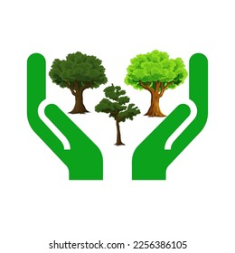 Vamos verde Salvar árboles en la conservación del medio ambiente blanco