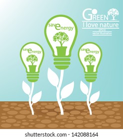 Go green. Save world. Lamp. vector illustration.