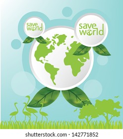 Go green. Save world. vector illustration.