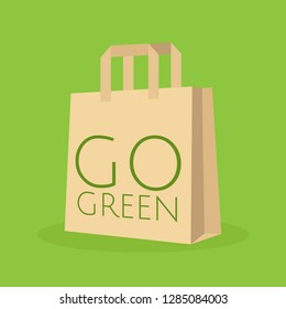 go green shopping bag. vector illustration