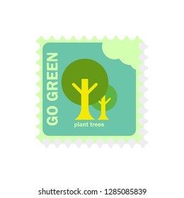 go green stamp postage. vector illustration