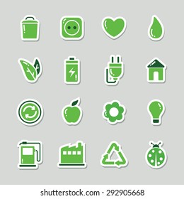 Go Green Sticker Icon Set