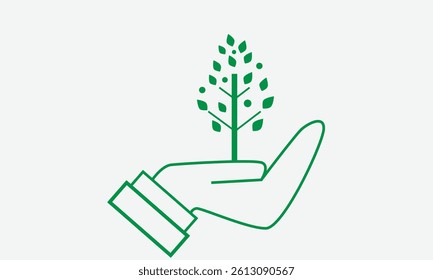 go green symbol vector image. hand holding tree