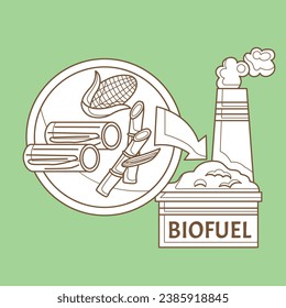 Go Green Technology Biofuel Industry Eco Friendly Cartoon Digital Stamp Outline