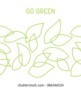 Vaya a la línea delgada verde con ornamento / patrón sin costuras. Ilustración vectorial.