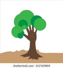 go green tree hand illustration