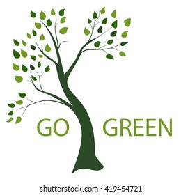 Go green. Vector abstract illustration of decorative cartoon hand drawn tree. Isolated. Eps 8.