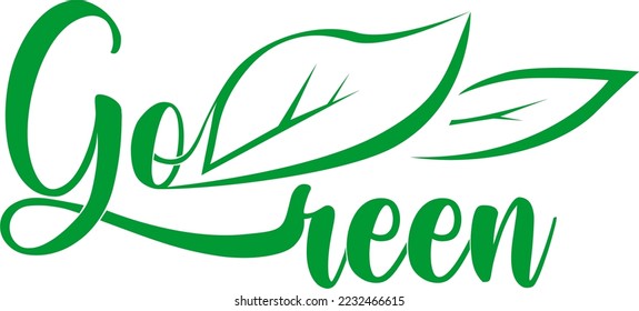 GO GREEN vector logo for cleanliness, earth health, nature lovers, and environmental cleanliness