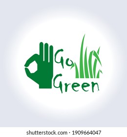 GO GREEN VECTOR LOGO DESIGN ILLUSTRATION WITH GREEN COLOR ON WHITE BACKGROUND. 