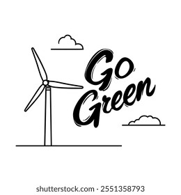 Go Green Wind Energy Concept Illustration