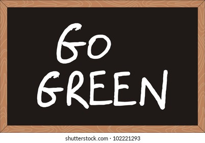 "go green" word written on chalkboard