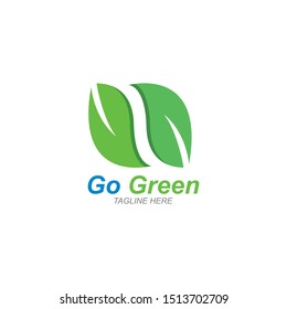 Go Green,Eco Tree Leaf Logo Template design 