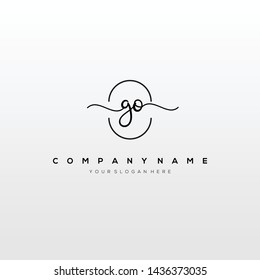 GO handwriting initial logo template vector.