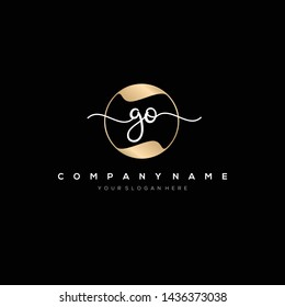 GO handwriting initial logo template vector.
